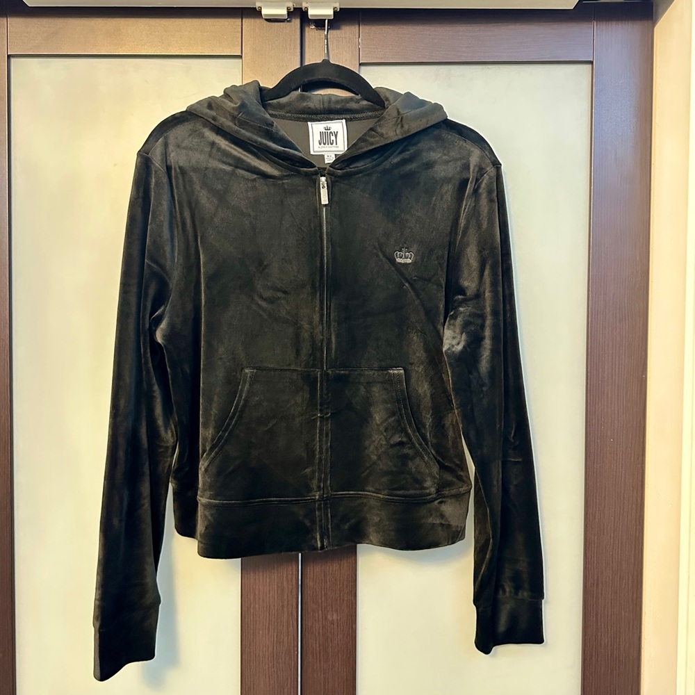 NWOT Juicy Couture Black Velour Hoodie - Picture 2 of 6